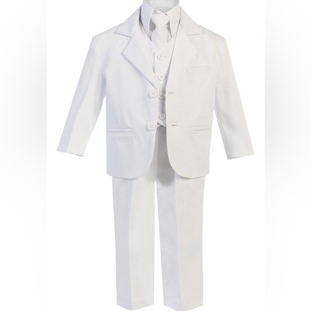 White Suit 5-piece Spring Easter First 1st Communion Wedding Husky Tie Jacket